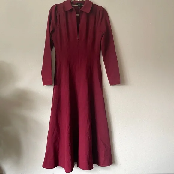 ME+EM Travel Tailoring Zip Front nursing Midi Maxi Dress Ponte Jersey career red - Picture 8 of 13